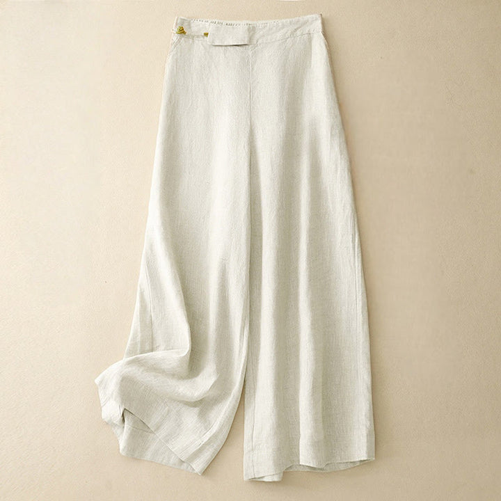 Buddha Stones Damenhose aus Baumwollleinen mit weitem Bein und Froschknöpfen in Unifarbe und Taschen - Alte Spitze - US12， UK/AU16，EU44 (2XL) - image 15
