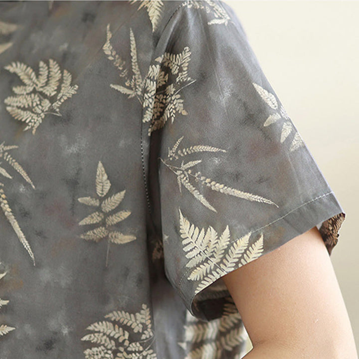 Buddha Stones Retro Dunkelgraues chinesisches Cheongsam-Midikleid aus Baumwolle mit Froschknöpfen und Taschen - image 9