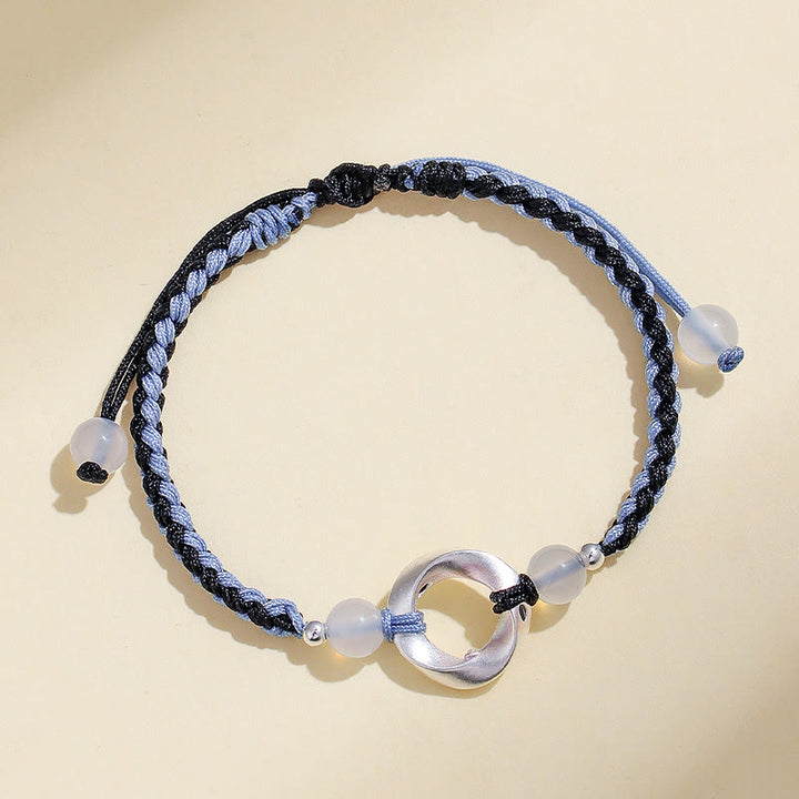 Buddha Stones Schutzarmband aus 925er Sterlingsilber mit Mobius-Perlen aus weißem Achat und geflochtener Schnur - image 7