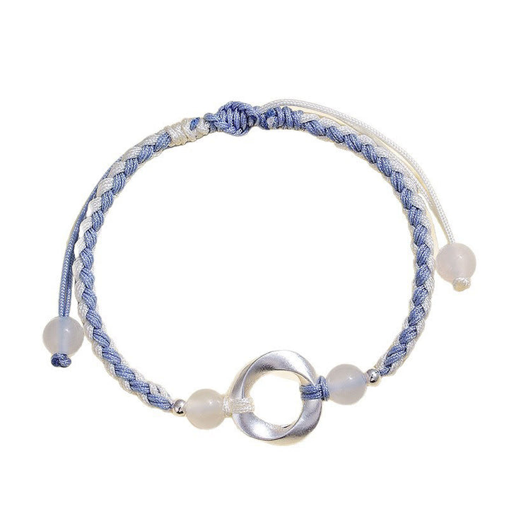 Buddha Stones Schutzarmband aus 925er Sterlingsilber mit Mobius-Perlen aus weißem Achat und geflochtener Schnur - image 3