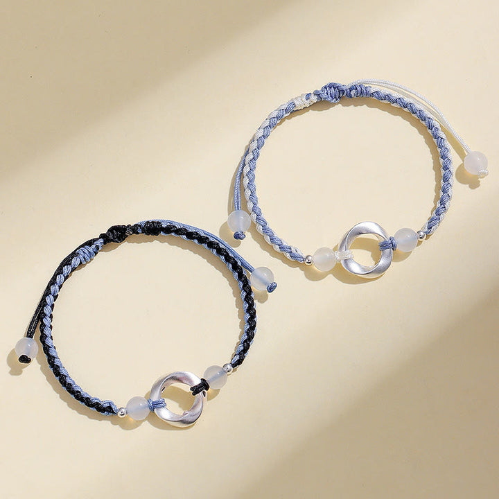 Buddha Stones Schutzarmband aus 925er Sterlingsilber mit Mobius-Perlen aus weißem Achat und geflochtener Schnur - image 9