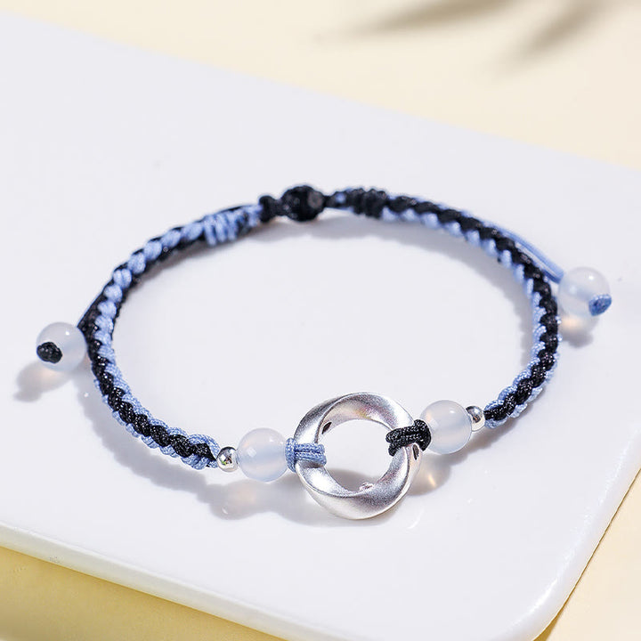 Buddha Stones Schutzarmband aus 925er Sterlingsilber mit Mobius-Perlen aus weißem Achat und geflochtener Schnur - image 8