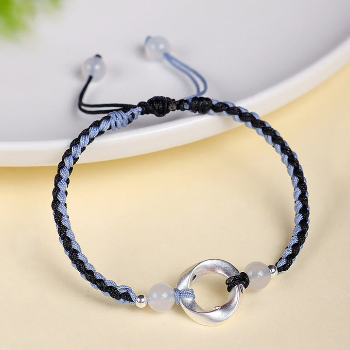 Buddha Stones Schutzarmband aus 925er Sterlingsilber mit Mobius-Perlen aus weißem Achat und geflochtener Schnur - image 6