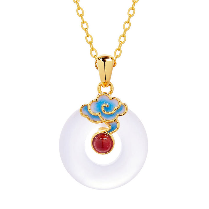 Buddha Stones 925 Sterling Silber Peace Schnalle Wolke Chalcedon Halskette Harmonie Anhänger - image 5