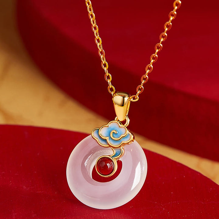 Buddha Stones 925 Sterling Silber Peace Schnalle Wolke Chalcedon Halskette Harmonie Anhänger - image 2