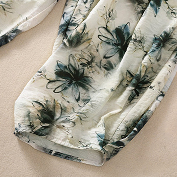 Buddha Stones Lässiges Blumendruck-Design Damen-Polyesterhose 7-8 mit Taschen - image 6