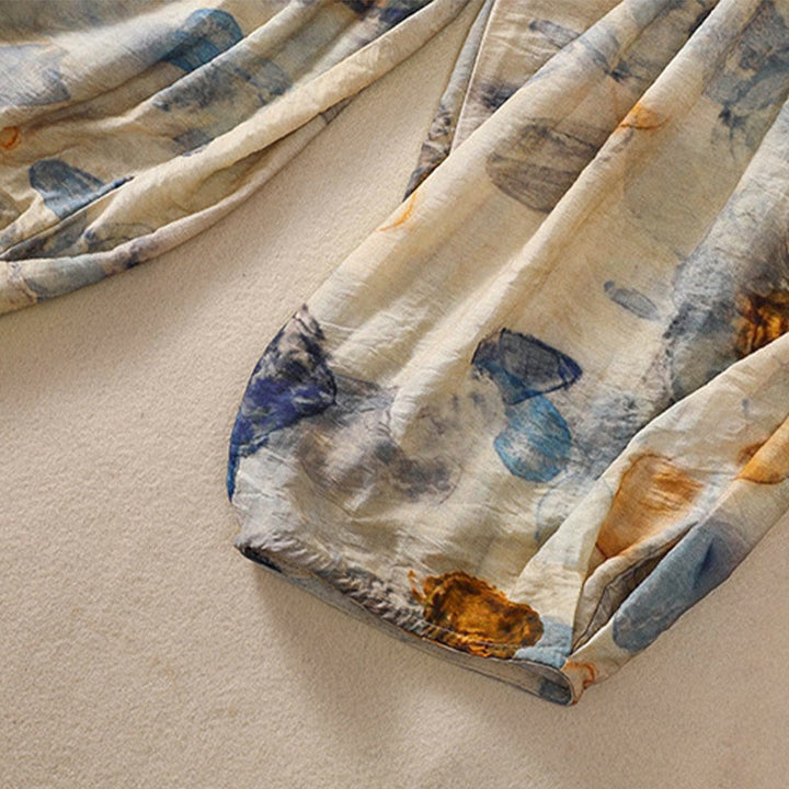 Buddha Stones Lässiges Blumendruck-Design Damen-Polyesterhose 7-8 mit Taschen - image 12