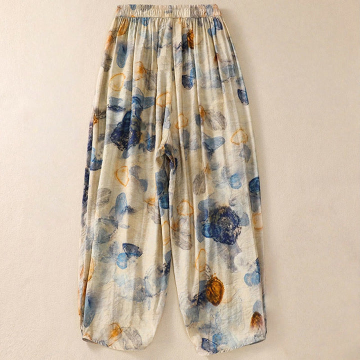 Buddha Stones Lässiges Blumendruck-Design Damen-Polyesterhose 7-8 mit Taschen - image 10