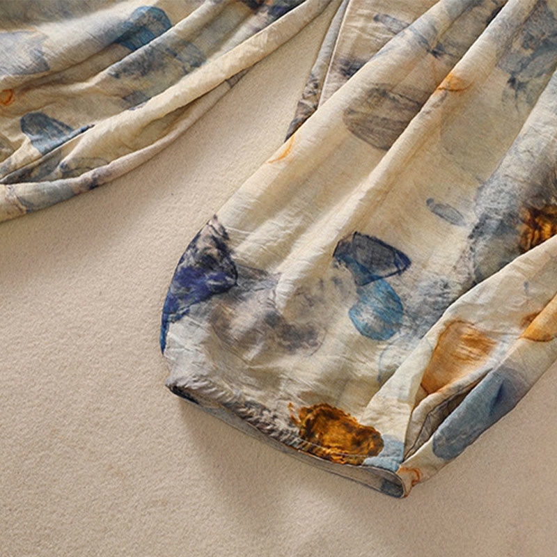 Buddha Stones Lässiges Blumendruck-Design Damen-Polyesterhose 7-8 mit Taschen - image 13