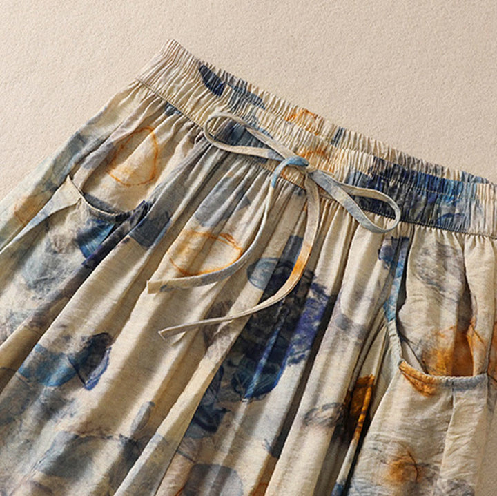 Buddha Stones Lässiges Blumendruck-Design Damen-Polyesterhose 7-8 mit Taschen - image 11