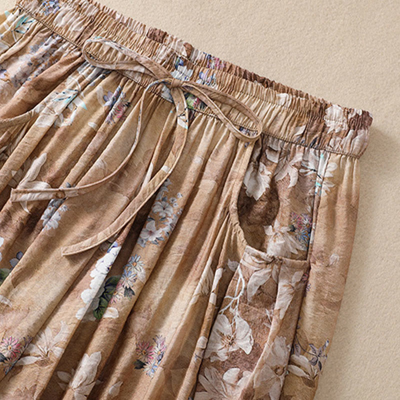 Buddha Stones Lässiges Blumendruck-Design Damen-Polyesterhose 7-8 mit Taschen - image 18