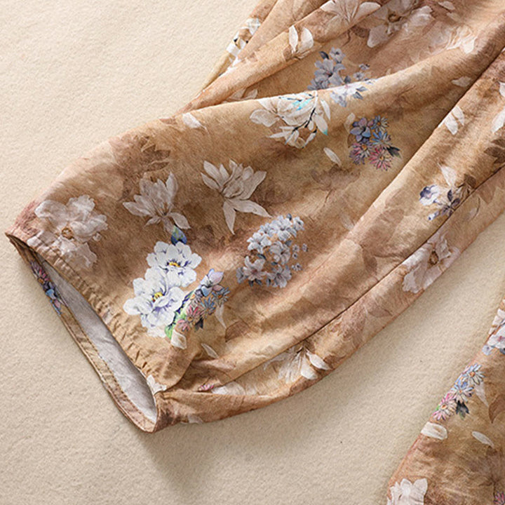 Buddha Stones Lässiges Blumendruck-Design Damen-Polyesterhose 7-8 mit Taschen - image 22