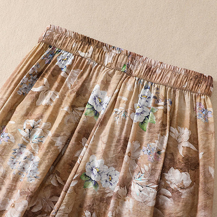 Buddha Stones Lässiges Blumendruck-Design Damen-Polyesterhose 7-8 mit Taschen - image 19