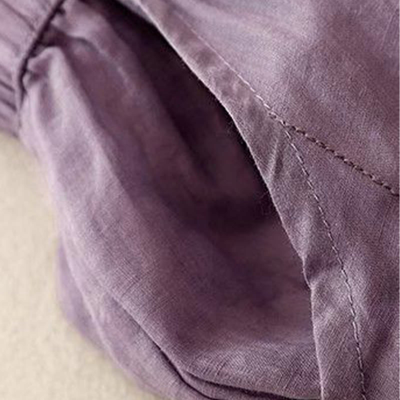 Buddha Stones Side Embroidery Design Baumwolle Damen 7-8 Länge Weite Beinhose mit Taschen - image 4