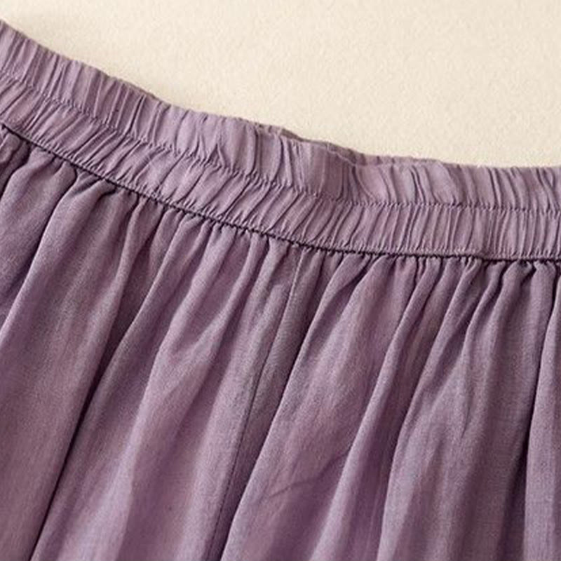 Buddha Stones Side Embroidery Design Baumwolle Damen 7-8 Länge Weite Beinhose mit Taschen - image 5