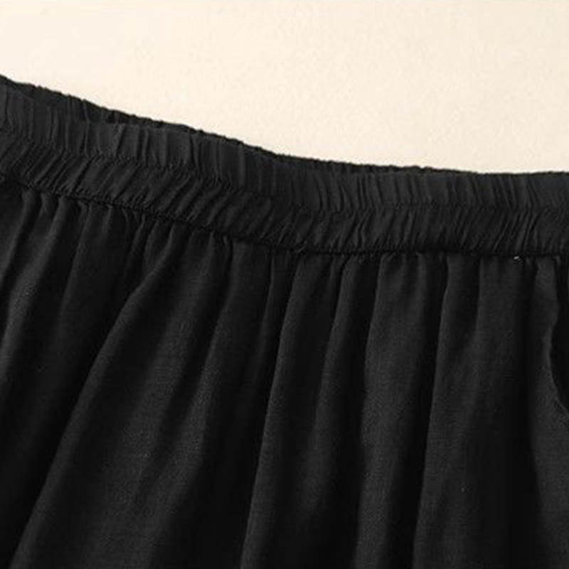 Buddha Stones Side Embroidery Design Baumwolle Damen 7-8 Länge Weite Beinhose mit Taschen - image 15