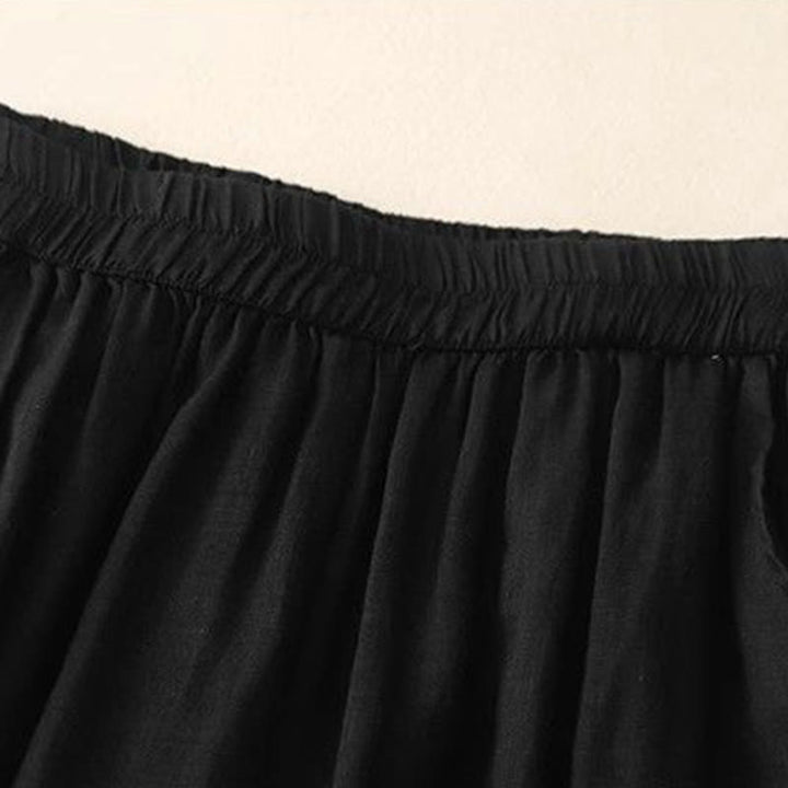 Buddha Stones Side Embroidery Design Baumwolle Damen 7-8 Länge Weite Beinhose mit Taschen - image 15