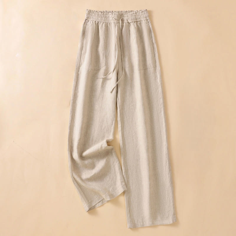 Buddha Stones Lässige Hose mit geradem Bein, Baumwolle, Damen, Länge 7–8, weites Bein, mit Taschen - Bräunen - US12, UK/AU16, EU44 (2XL) - image 0