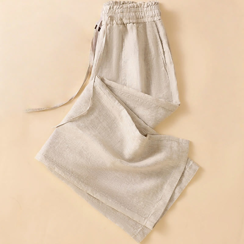 Buddha Stones Lässige Hose mit geradem Bein, Baumwolle, Damen, Länge 7–8, weites Bein, mit Taschen - image 2