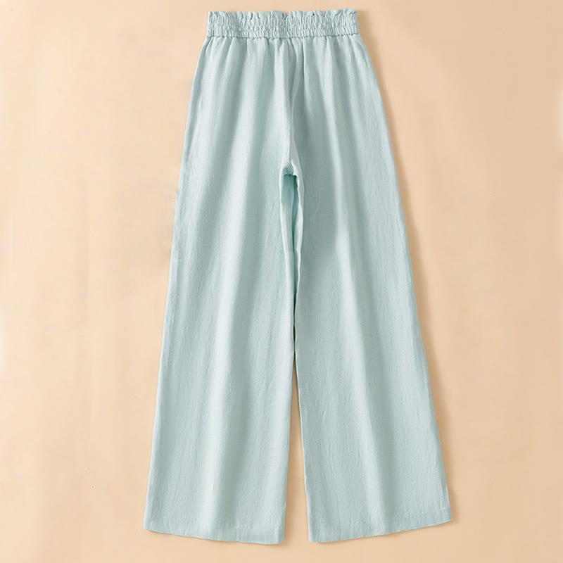 Buddha Stones Lässige Hose mit geradem Bein, Baumwolle, Damen, Länge 7–8, weites Bein, mit Taschen - image 8
