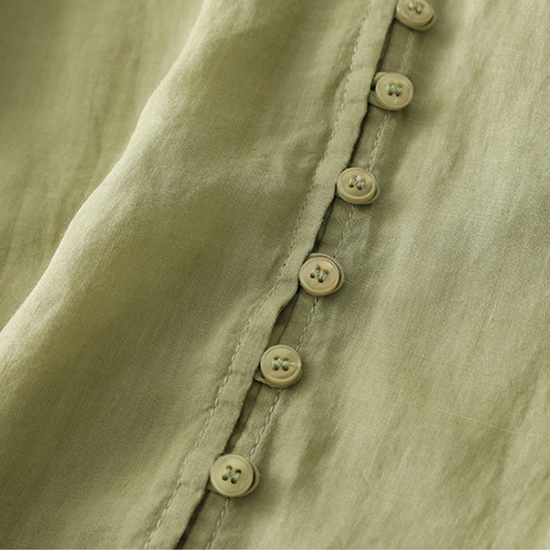 Damen-Hemd aus Baumwolle und Leinen mit Buddha Stones -Stickerei - image 4