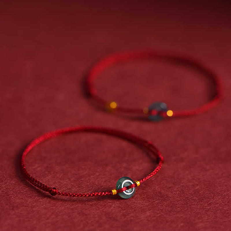 Buddha Stones Frieden Schnalle Kupfer Münzen Jade Rot String Verbindung Armband Fußkettchen - image 8