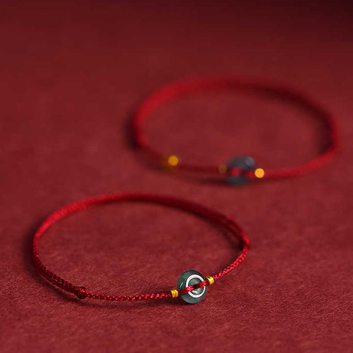 Buddha Stones Frieden Schnalle Kupfer Münzen Jade Rot String Verbindung Armband Fußkettchen - image 8