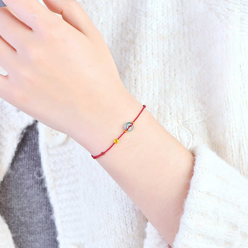 Buddha Stones Frieden Schnalle Kupfer Münzen Jade Rot String Verbindung Armband Fußkettchen - image 15