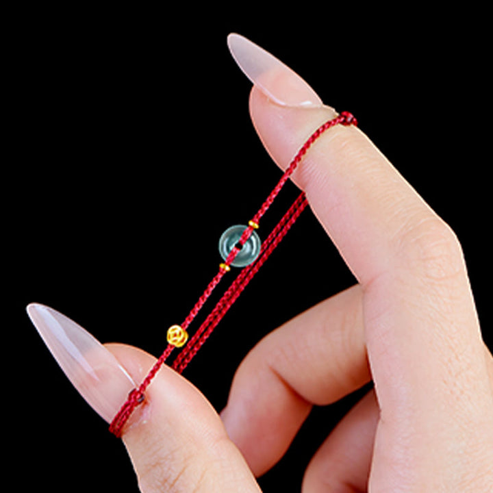 Buddha Stones Frieden Schnalle Kupfer Münzen Jade Rot String Verbindung Armband Fußkettchen - image 13