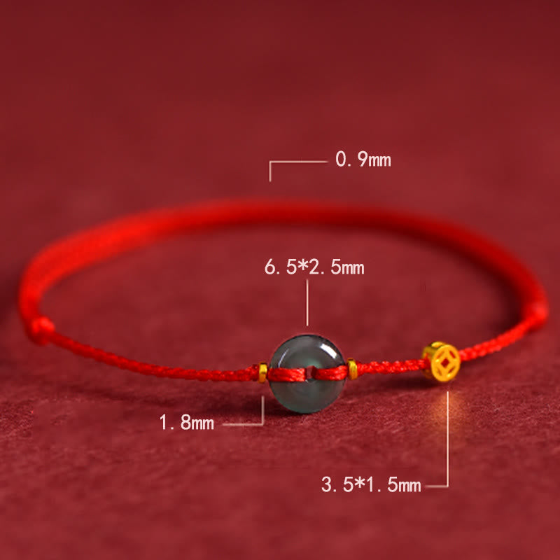 Buddha Stones Frieden Schnalle Kupfer Münzen Jade Rot String Verbindung Armband Fußkettchen - image 2