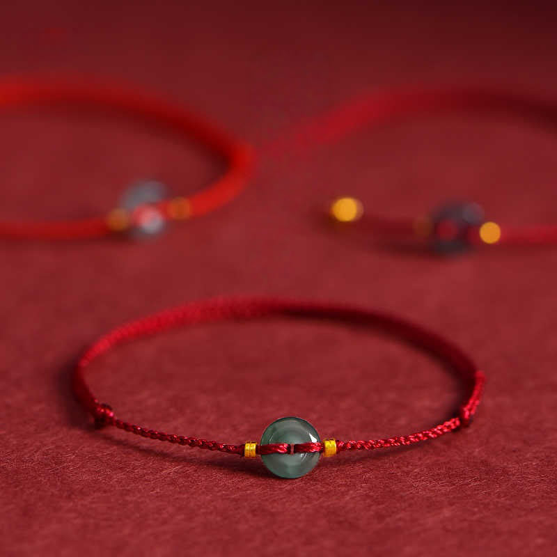 Buddha Stones Frieden Schnalle Kupfer Münzen Jade Rot String Verbindung Armband Fußkettchen - image 9