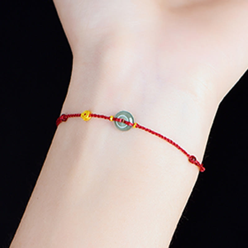 Buddha Stones Frieden Schnalle Kupfer Münzen Jade Rot String Verbindung Armband Fußkettchen - image 11