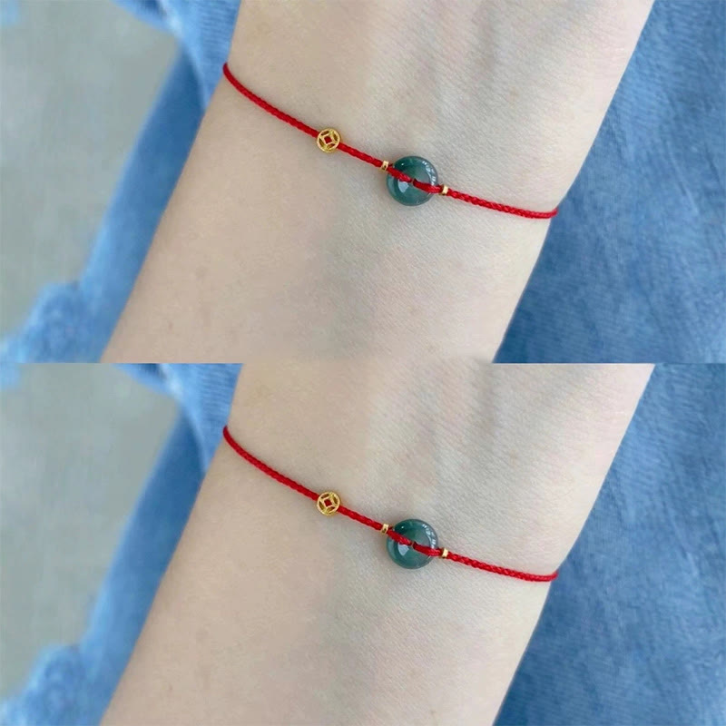 Buddha Stones Frieden Schnalle Kupfer Münzen Jade Rot String Verbindung Armband Fußkettchen - image 12