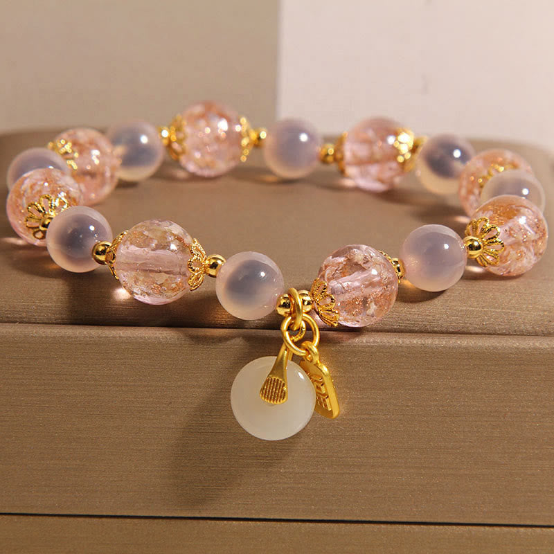 Buddha Stones Fu Charakter Peace Buckle Liuli Candy Achat Heilungsarmband - Liuli (Handgelenkumfang 15-16 cm) - image 0