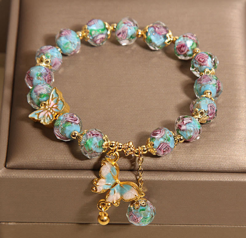 Buddha Stones Schmetterling Charm Rose Blume Liuli Armband - image 3
