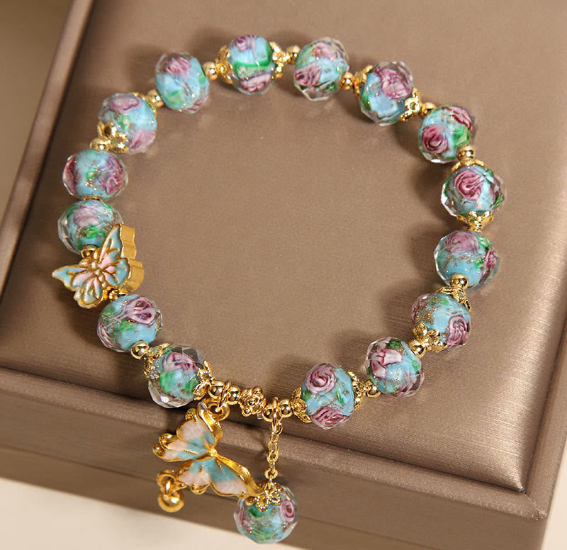 Buddha Stones Schmetterling Charm Rose Blume Liuli Armband - image 5