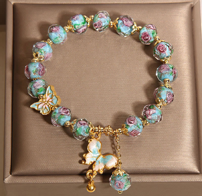 Buddha Stones Schmetterling Charm Rose Blume Liuli Armband - image 4