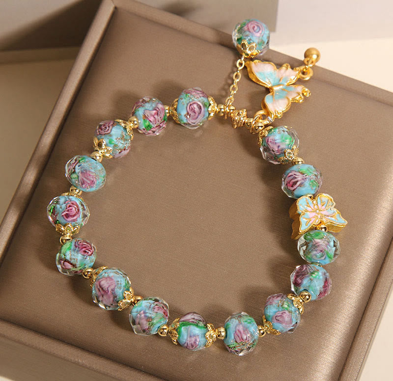 Buddha Stones Schmetterling Charm Rose Blume Liuli Armband - image 6