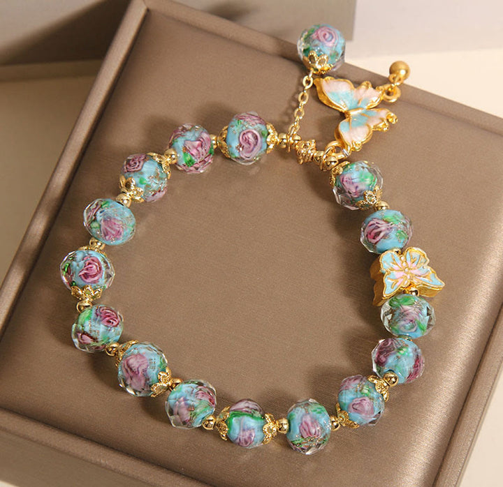 Buddha Stones Schmetterling Charm Rose Blume Liuli Armband - image 6