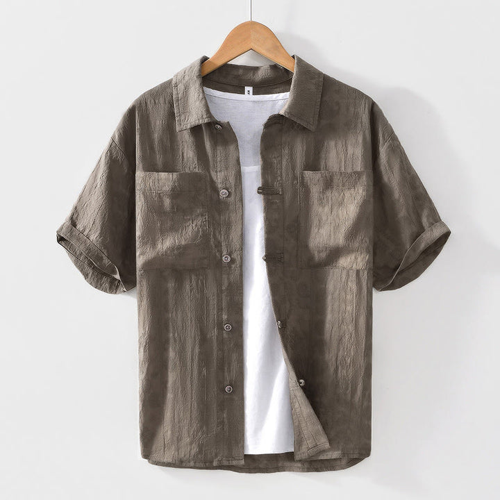 Buddha Stones Commute Plain Buttons Herren Kurzarmhemd mit Taschen - Olive - US/ UK/AU42，EU52 (3XL) - image 17