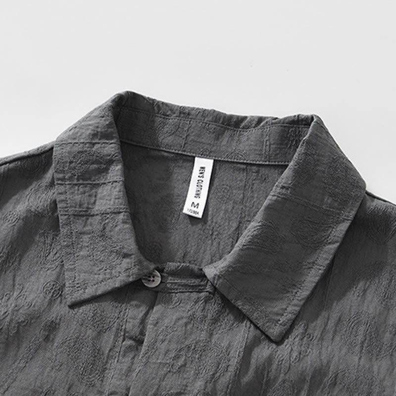 Buddha Stones Commute Plain Buttons Herren Kurzarmhemd mit Taschen - image 4