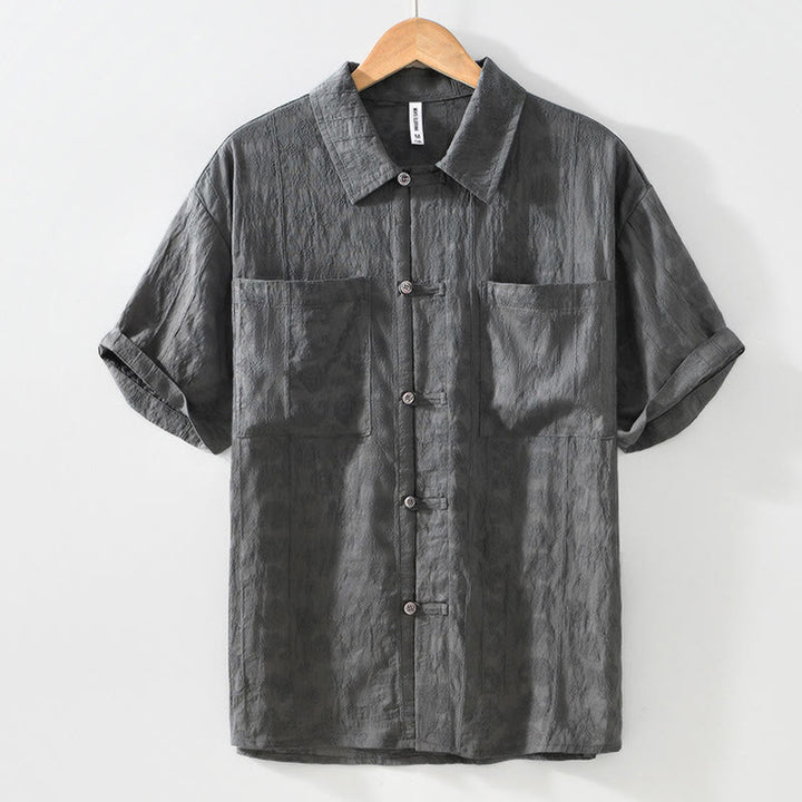 Buddha Stones Commute Plain Buttons Herren Kurzarmhemd mit Taschen - image 2