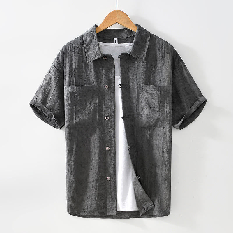 Buddha Stones Commute Plain Buttons Herren Kurzarmhemd mit Taschen - Schiefergrau - US/ UK/AU42，EU52 (3XL) - image 1
