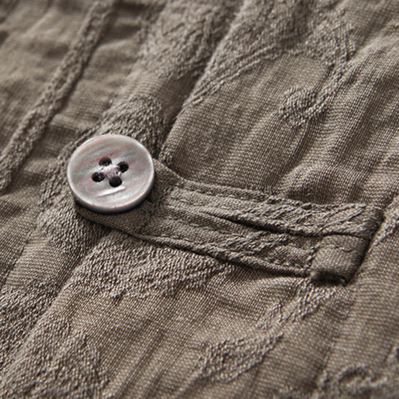Buddha Stones Commute Plain Buttons Herren Kurzarmhemd mit Taschen - image 19