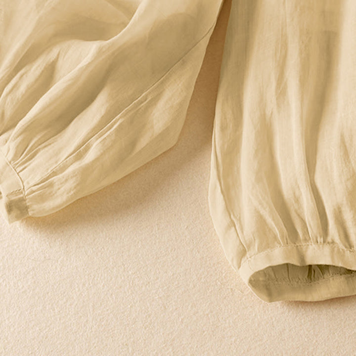Buddha Stones Sommer-Hose, einfarbig, lässig, kurze Hose, doppellagig, aus Baumwolle und Leinen, mit Taschen