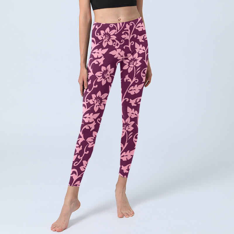 Buddha Stones Rosa Sonnenblumen Print Gym Leggings Damen Yogahose - image 5