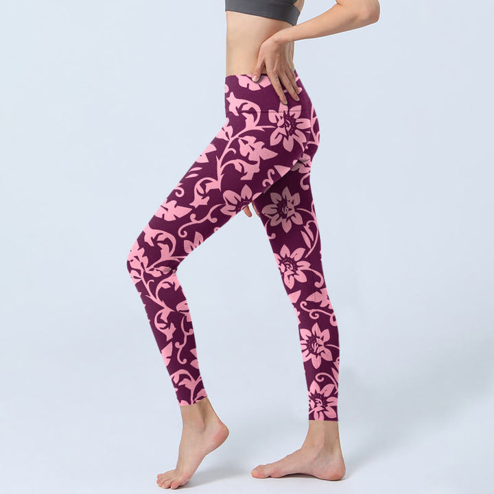 Buddha Stones Rosa Sonnenblumen Print Gym Leggings Damen Yogahose - image 2