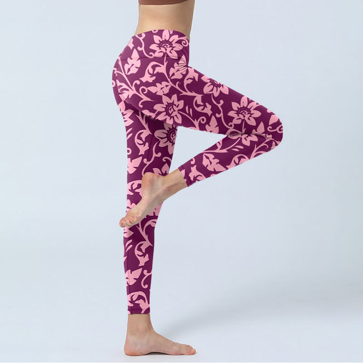 Buddha Stones Rosa Sonnenblumen Print Gym Leggings Damen Yogahose - image 3