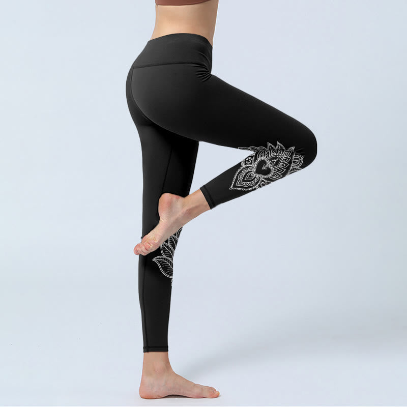 Buddha Stones Herzförmige Blütenblätter Blumen Print Gym Leggings Damen Yogahose - image 3