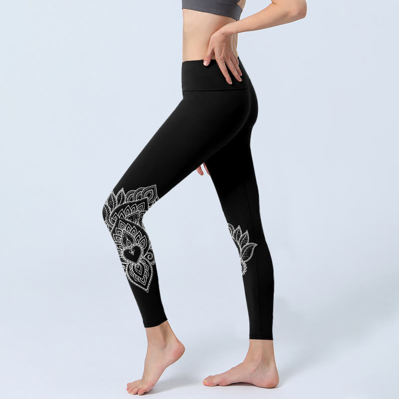 Buddha Stones Herzförmige Blütenblätter Blumen Print Gym Leggings Damen Yogahose - image 3